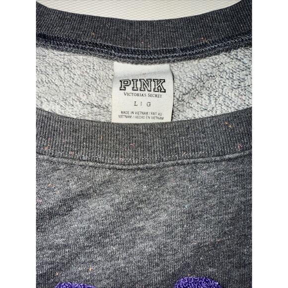 LOVE PINK By Victoria’s Secret GRAY Sweatshirt Women’s Size Large - Picture 2 of 7